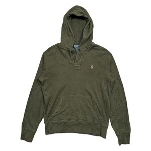 Polo Ralph Lauren Rugby Ribbed Cotton Green Hoodie Mens Medium